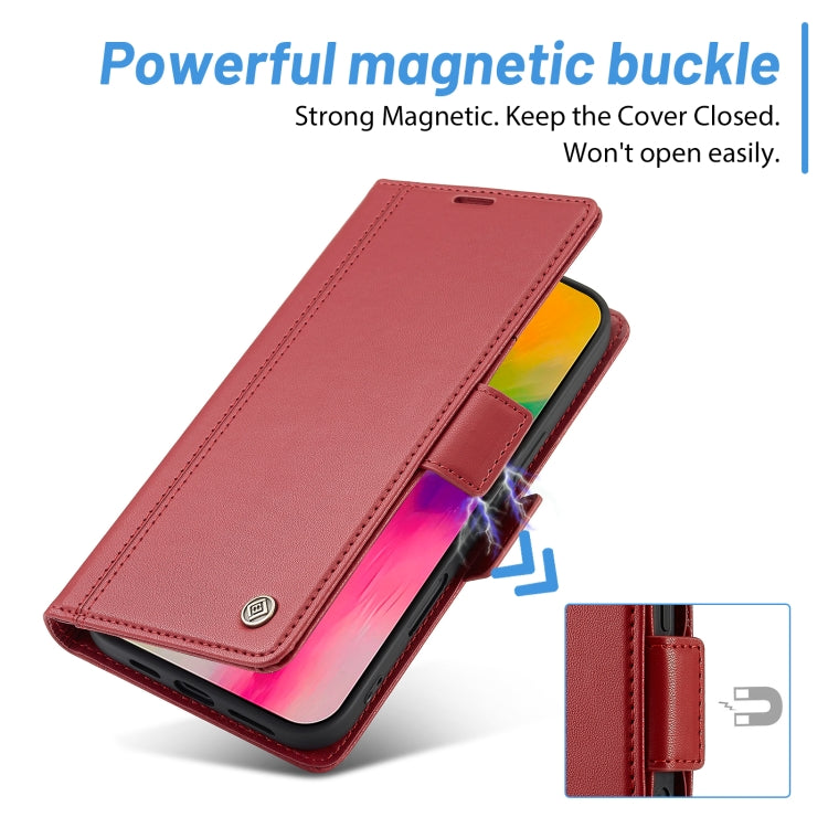 For iPhone 16 LC.IMEEKE Skin-friendly Card Slots Leather Phone Case(Red) - iPhone 16 Cases by LC.IMEEKE | Online Shopping South Africa | PMC Jewellery | Buy Now Pay Later Mobicred