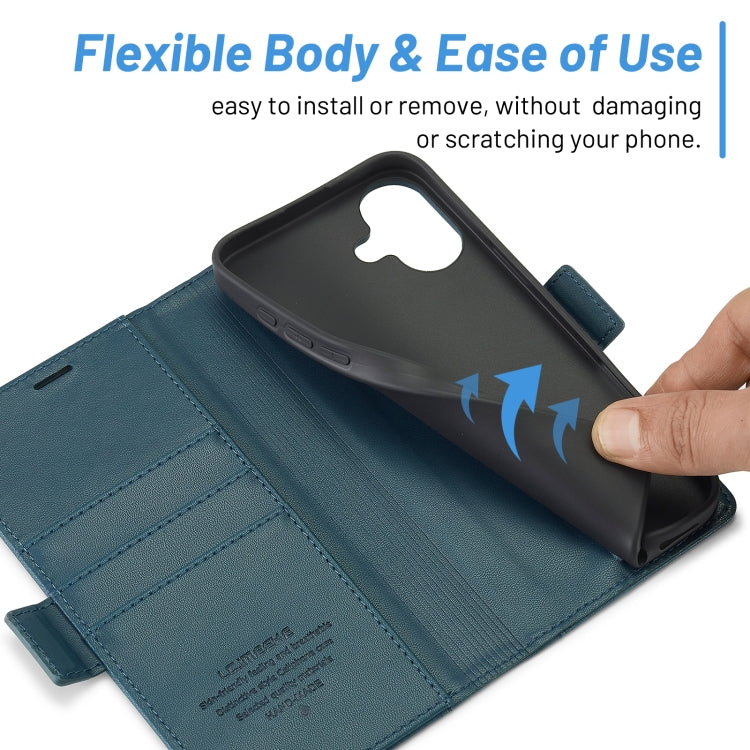 For iPhone 16 Plus LC.IMEEKE Skin-friendly Card Slots Leather Phone Case(Blue) - iPhone 16 Plus Cases by LC.IMEEKE | Online Shopping South Africa | PMC TechLife | Buy Now Pay Later Mobicred