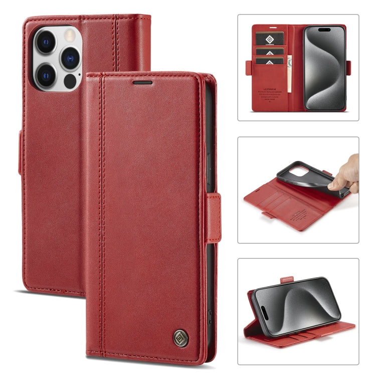 For iPhone 16 Pro LC.IMEEKE Skin-friendly Card Slots Leather Phone Case(Red) - iPhone 16 Pro Cases by LC.IMEEKE | Online Shopping South Africa | PMC Jewellery | Buy Now Pay Later Mobicred