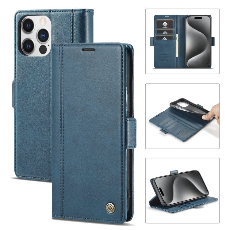 For iPhone 16 Pro Max LC.IMEEKE Skin-friendly Card Slots Leather Phone Case(Blue) - iPhone 16 Pro Max Cases by LC.IMEEKE | Online Shopping South Africa | PMC Jewellery | Buy Now Pay Later Mobicred