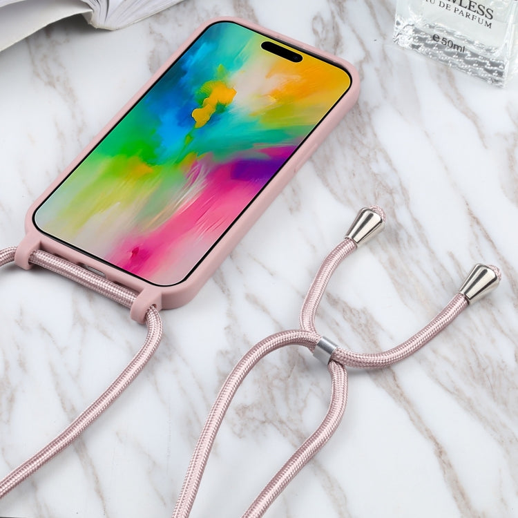 For iPhone 16 Pro Candy Colors TPU Protective Phone Case with Lanyard (Rose Gold) - iPhone 16 Pro Cases by PMC TechLife | Online Shopping South Africa | PMC TechLife | Buy Now Pay Later Mobicred