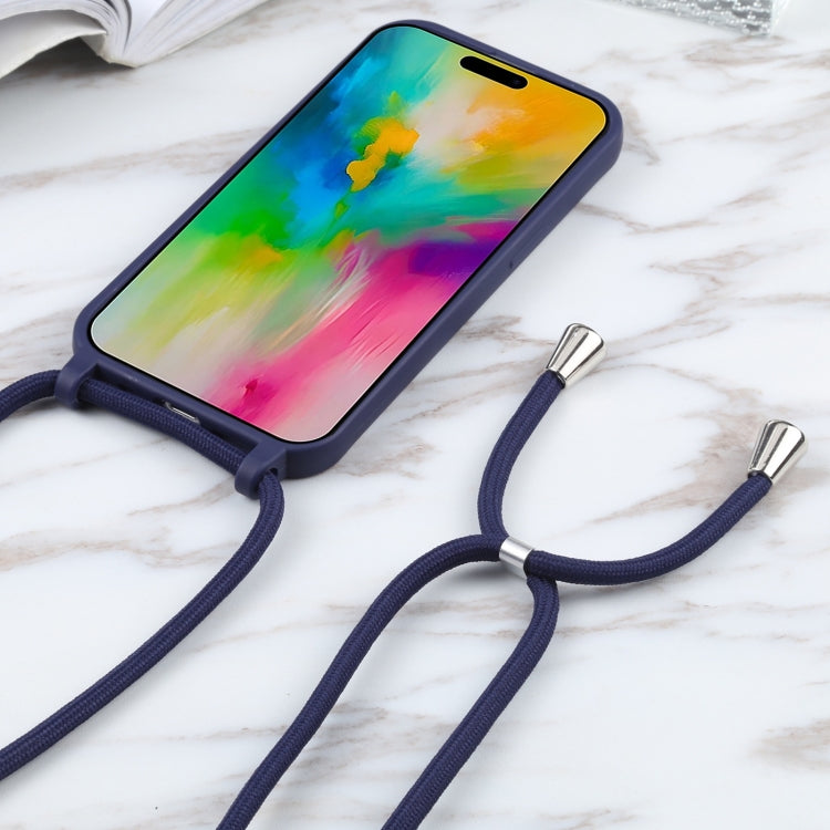 For iPhone 16 Pro Candy Colors TPU Protective Phone Case with Lanyard (Dark Blue) - iPhone 16 Pro Cases by PMC Jewellery | Online Shopping South Africa | PMC Jewellery | Buy Now Pay Later Mobicred