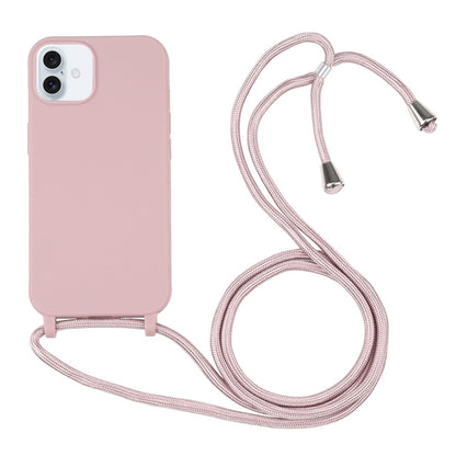 For iPhone 16 Candy Colors TPU Protective Phone Case with Lanyard(Rose Gold) - iPhone 16 Cases by PMC Jewellery | Online Shopping South Africa | PMC Jewellery | Buy Now Pay Later Mobicred