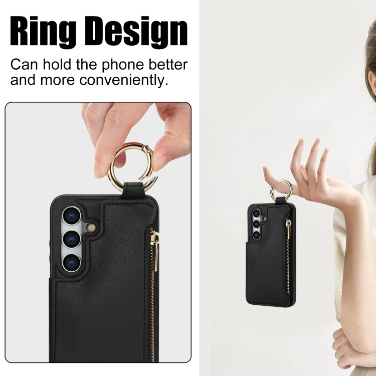 For Samsung Galaxy S24+ 5G RFlD Anti-theft Double Buckle Ring Zipper Card Phone Case(Black) - Galaxy S24+ 5G Cases by PMC Jewellery | Online Shopping South Africa | PMC Jewellery | Buy Now Pay Later Mobicred