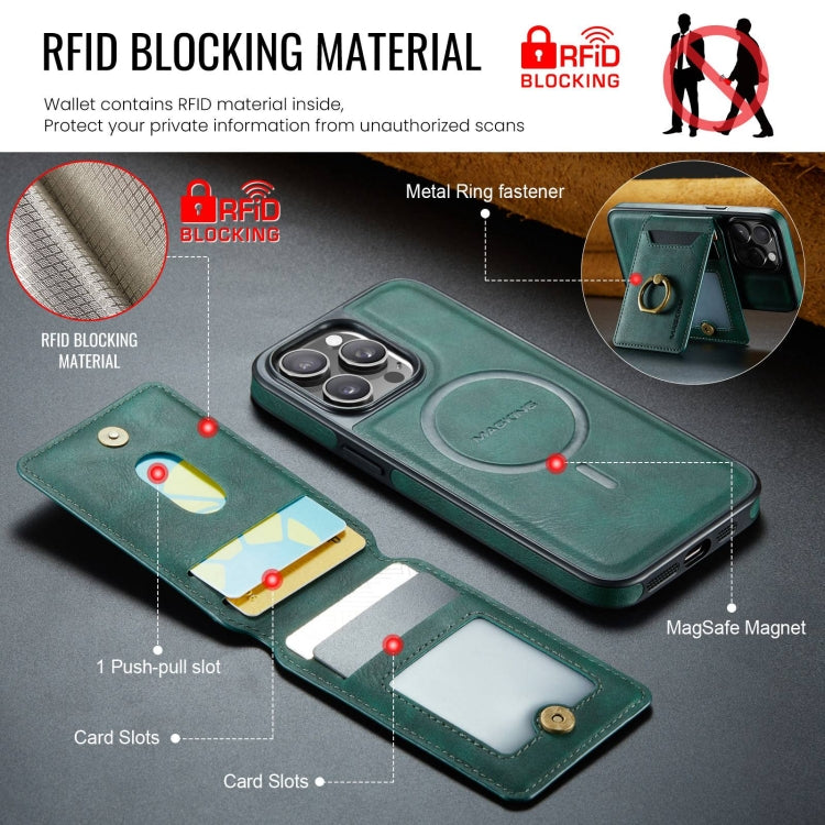 For iPhone 15 Pro Max DG.MING K1 MagSafe Detachable Wallet RFID Back Cover Phone Case(Green) - iPhone 15 Pro Max Cases by DG.MING | Online Shopping South Africa | PMC Jewellery | Buy Now Pay Later Mobicred