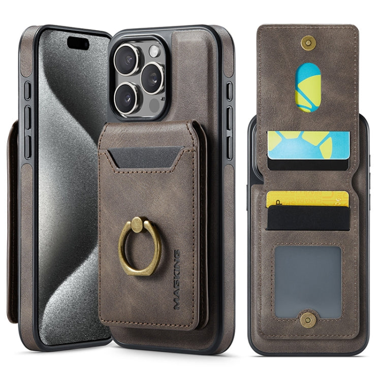 For iPhone 15 Pro DG.MING K1 MagSafe Detachable Wallet RFID Back Cover Phone Case(Coffee) - iPhone 15 Pro Cases by DG.MING | Online Shopping South Africa | PMC Jewellery | Buy Now Pay Later Mobicred