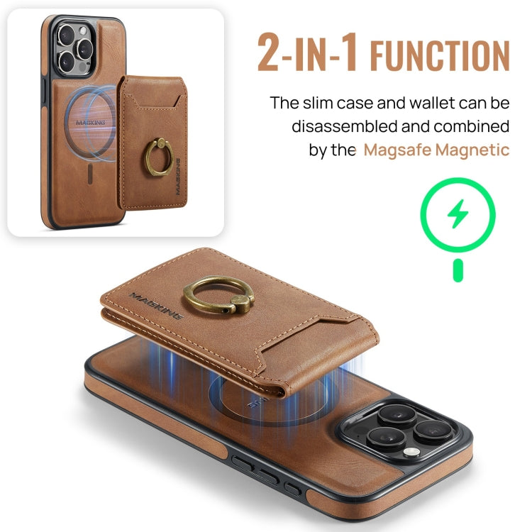 For iPhone 15 Pro DG.MING K1 MagSafe Detachable Wallet RFID Back Cover Phone Case(Brown) - iPhone 15 Pro Cases by DG.MING | Online Shopping South Africa | PMC Jewellery | Buy Now Pay Later Mobicred