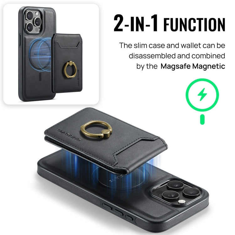 For iPhone 15 Plus DG.MING K1 MagSafe Detachable Wallet RFID Back Cover Phone Case(Black) - iPhone 15 Plus Cases by DG.MING | Online Shopping South Africa | PMC Jewellery | Buy Now Pay Later Mobicred