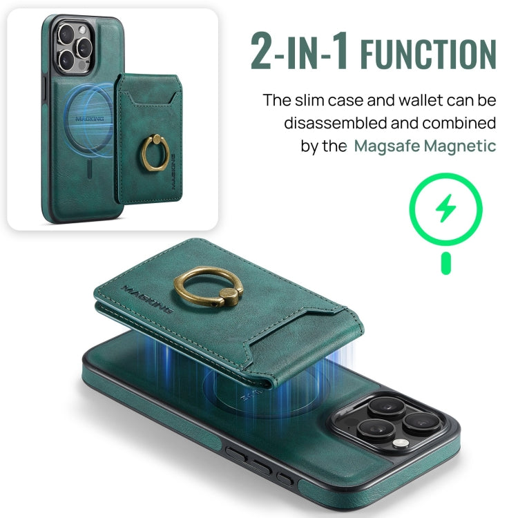 For iPhone 15 Plus DG.MING K1 MagSafe Detachable Wallet RFID Back Cover Phone Case(Green) - iPhone 15 Plus Cases by DG.MING | Online Shopping South Africa | PMC Jewellery | Buy Now Pay Later Mobicred