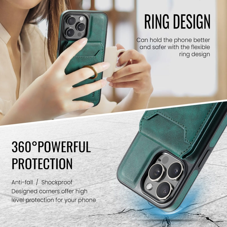 For iPhone 15 DG.MING K1 MagSafe Detachable Wallet RFID Back Cover Phone Case(Green) - iPhone 15 Cases by DG.MING | Online Shopping South Africa | PMC Jewellery | Buy Now Pay Later Mobicred