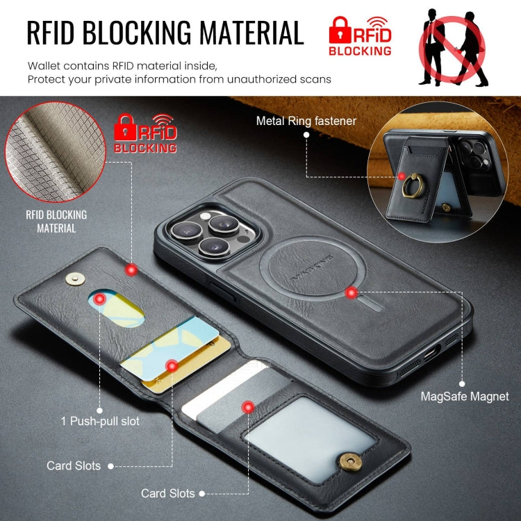 For iPhone 14 Plus DG.MING K1 MagSafe Detachable Wallet RFID Back Cover Phone Case(Black) - iPhone 14 Plus Cases by DG.MING | Online Shopping South Africa | PMC Jewellery | Buy Now Pay Later Mobicred