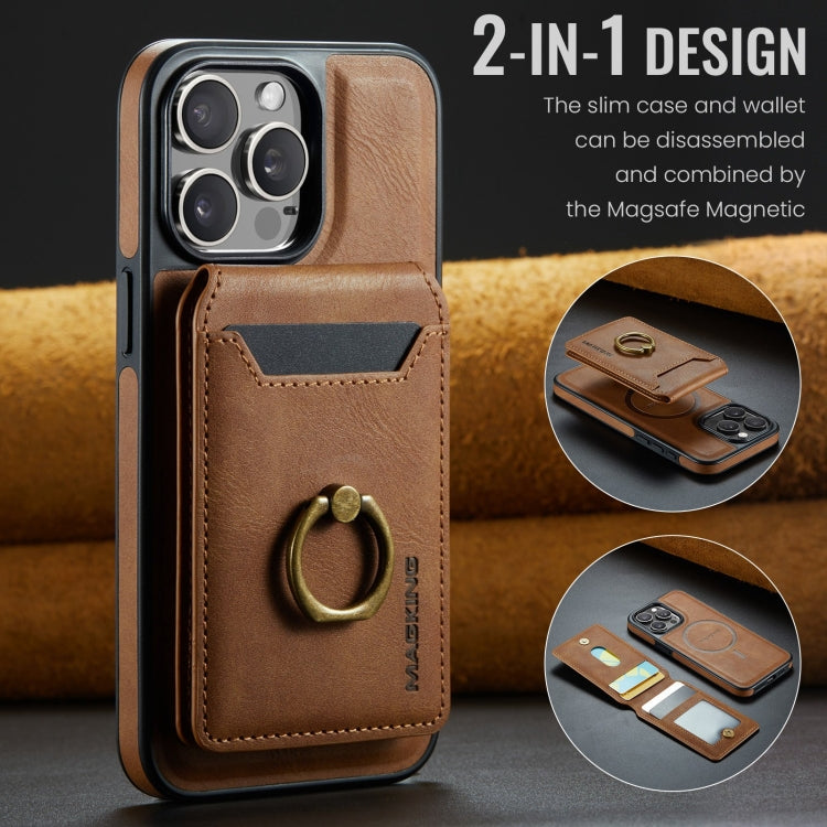 For iPhone 14 DG.MING K1 MagSafe Detachable Wallet RFID Back Cover Phone Case(Brown) - iPhone 14 Cases by DG.MING | Online Shopping South Africa | PMC Jewellery | Buy Now Pay Later Mobicred