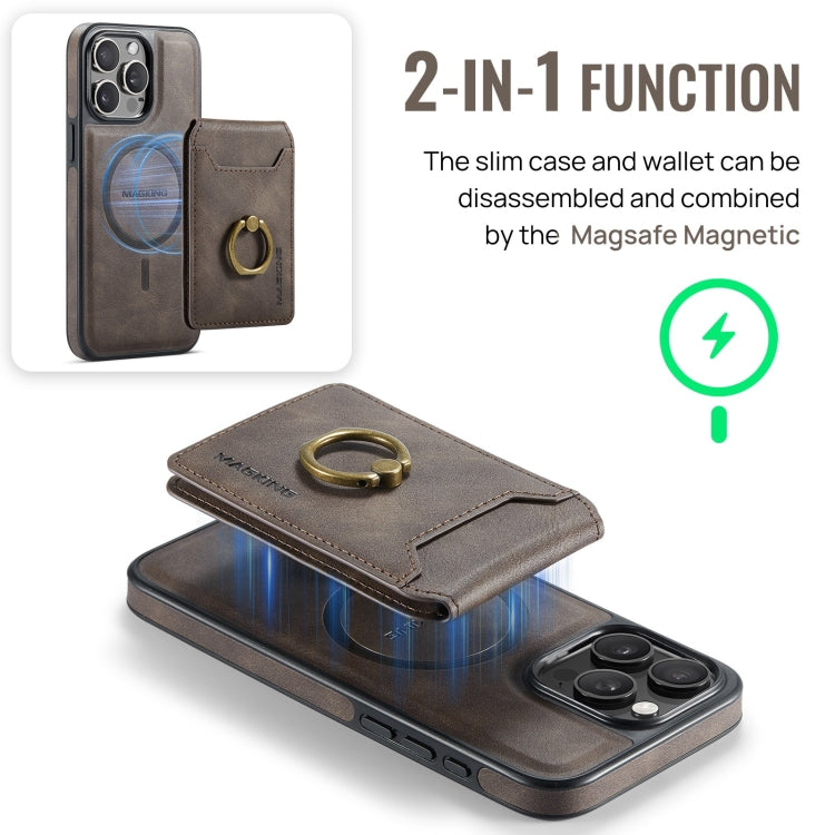 For iPhone 14 Pro DG.MING K1 MagSafe Detachable Wallet RFID Back Cover Phone Case(Coffee) - iPhone 14 Pro Cases by DG.MING | Online Shopping South Africa | PMC Jewellery | Buy Now Pay Later Mobicred