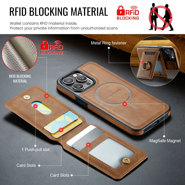 For iPhone 13 Pro Max DG.MING K1 MagSafe Detachable Wallet RFID Back Cover Phone Case(Brown) - free shipping - PMC Jewellery - Order now!