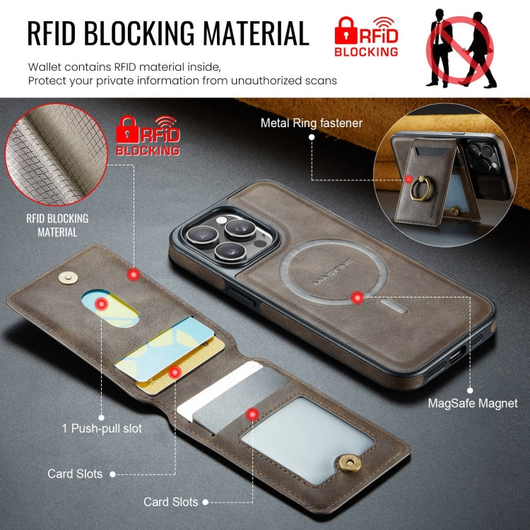 For iPhone 13 DG.MING K1 MagSafe Detachable Wallet RFID Back Cover Phone Case(Coffee) - iPhone 13 Cases by DG.MING | Online Shopping South Africa | PMC Jewellery | Buy Now Pay Later Mobicred