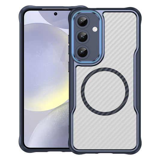 For Samsung Galaxy S25+ 5G Carbon Fiber Texture MagSafe Translucent Phone Case(Blue) - Galaxy S25+ 5G Cases by PMC Jewellery | Online Shopping South Africa | PMC Jewellery | Buy Now Pay Later Mobicred