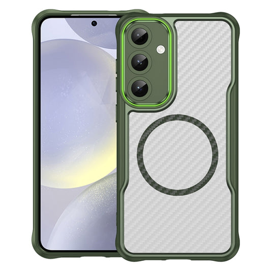 For Samsung Galaxy S25+ 5G Carbon Fiber Texture MagSafe Translucent Phone Case(Green) - Galaxy S25+ 5G Cases by PMC Jewellery | Online Shopping South Africa | PMC Jewellery | Buy Now Pay Later Mobicred