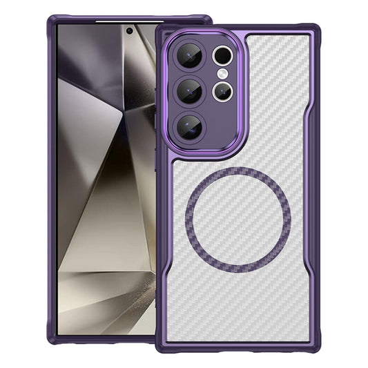 For Samsung Galaxy S25 Ultra 5G Carbon Fiber Texture MagSafe Translucent Phone Case(Purple) - Galaxy S25 Ultra 5G Cases by PMC Jewellery | Online Shopping South Africa | PMC Jewellery | Buy Now Pay Later Mobicred