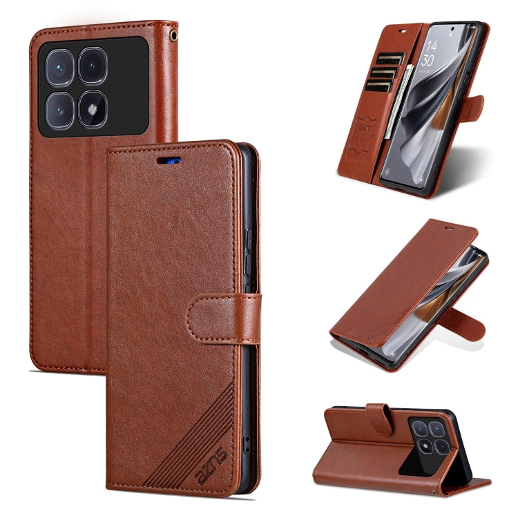 For Redmi K70 Ultra AZNS Sheepskin Texture Flip Leather Phone Case(Brown) - Xiaomi Cases by AZNS | Online Shopping South Africa | PMC Jewellery | Buy Now Pay Later Mobicred