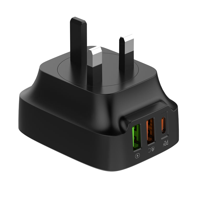 LDNIO Q334 32W Type-C + Dual USB Port Charger with 1m Micro USB Data Cable, Plug Type:UK Plug(Black) - USB Charger by LDNIO | Online Shopping South Africa | PMC Jewellery | Buy Now Pay Later Mobicred