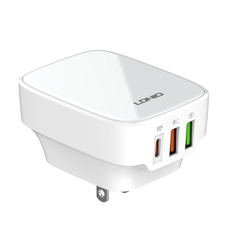 LDNIO Q334 32W Type-C + Dual USB Port Charger with 1m Micro USB Data Cable, Plug Type:US Plug(White) - USB Charger by LDNIO | Online Shopping South Africa | PMC Jewellery | Buy Now Pay Later Mobicred