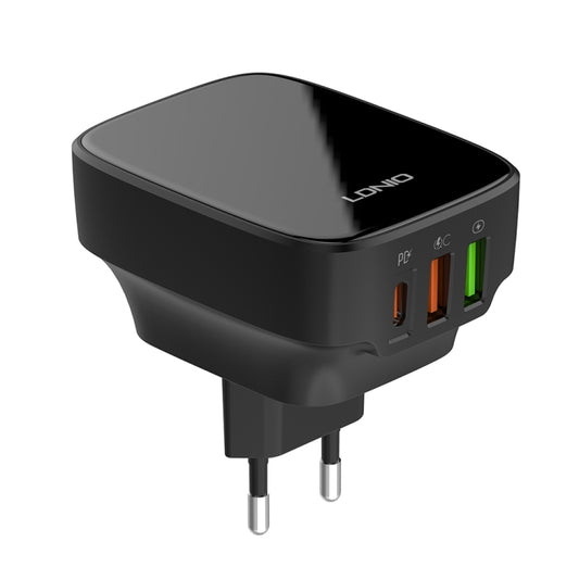 LDNIO Q334 32W Type-C + Dual USB Port Charger with 1m USB-C / Type-C Data Cable, Plug Type:EU Plug(Black) - USB Charger by LDNIO | Online Shopping South Africa | PMC Jewellery | Buy Now Pay Later Mobicred