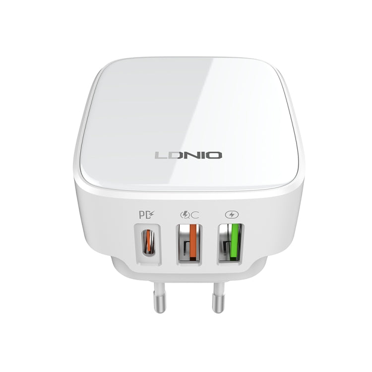 LDNIO Q334 32W Type-C + Dual USB Port Charger with 1m USB-C / Type-C Data Cable, Plug Type:EU Plug(White) - USB Charger by LDNIO | Online Shopping South Africa | PMC Jewellery | Buy Now Pay Later Mobicred