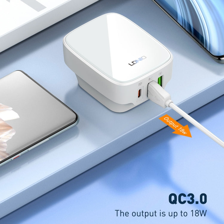 LDNIO Q334 32W Type-C + Dual USB Port Charger with 1m USB-C / Type-C Data Cable, Plug Type:US Plug(White) - USB Charger by LDNIO | Online Shopping South Africa | PMC Jewellery | Buy Now Pay Later Mobicred