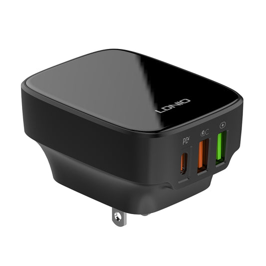 LDNIO Q334 32W Type-C + Dual USB Port Charger with 1m USB-C / Type-C to USB-C / Type-C Data Cable, Plug Type:US Plug(Black) - USB Charger by LDNIO | Online Shopping South Africa | PMC Jewellery | Buy Now Pay Later Mobicred