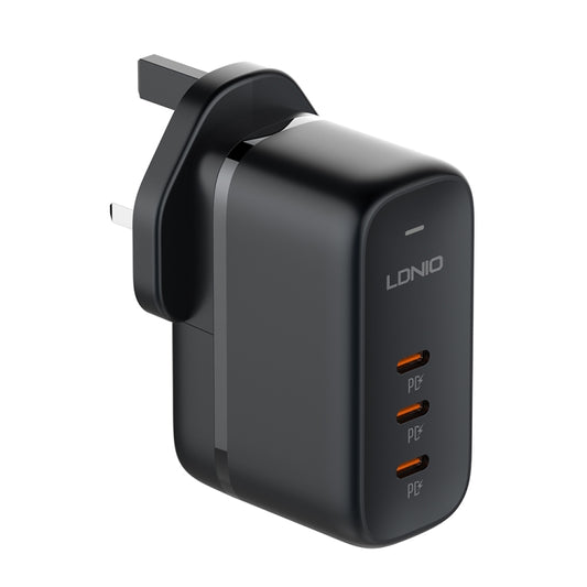 LDNIO Q367 65W GaN 3 x USB-C / Type-C Interface Charger with 1m USB-C / Type-C to USB-C / Type-C Data Cable, Plug Type:UK Plug(Black) - USB Charger by LDNIO | Online Shopping South Africa | PMC Jewellery | Buy Now Pay Later Mobicred