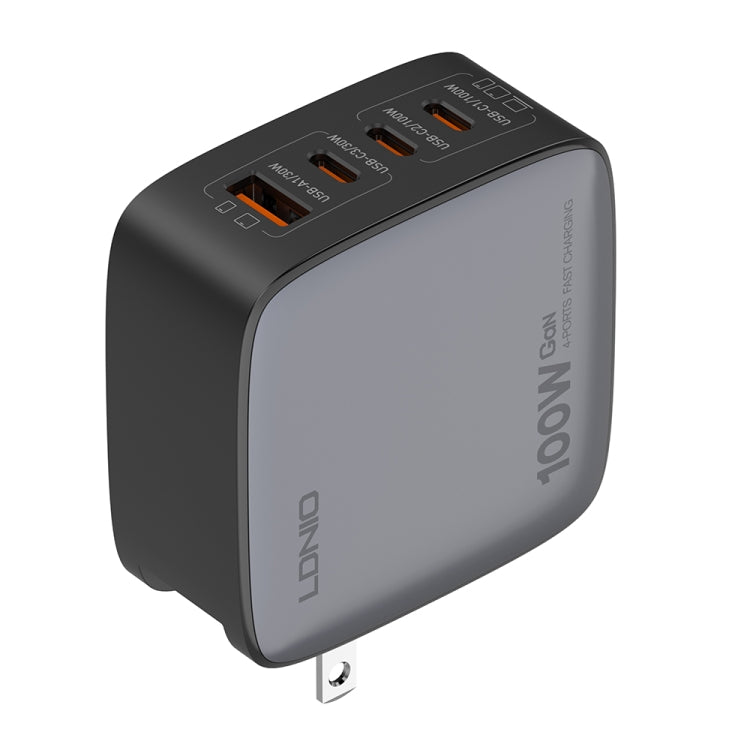 LDNIO Q408 100W GaN USB+3 USB-C / Type-C Interface Charger with 1m 100W USB-C / Type-C to USB-C / Type-C Data Cable, Plug Type:US Plug(Black) - USB Charger by LDNIO | Online Shopping South Africa | PMC Jewellery | Buy Now Pay Later Mobicred