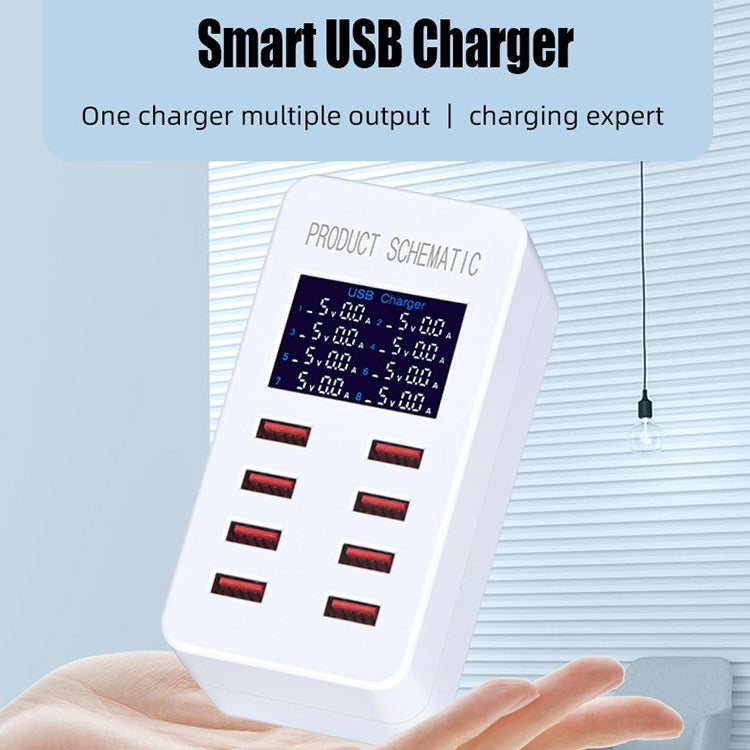 A8B 50W 8 Ports USB Smart Charging Station with Digital Display, Plug:AU Plug - Multifunction Charger by PMC Jewellery | Online Shopping South Africa | PMC Jewellery | Buy Now Pay Later Mobicred