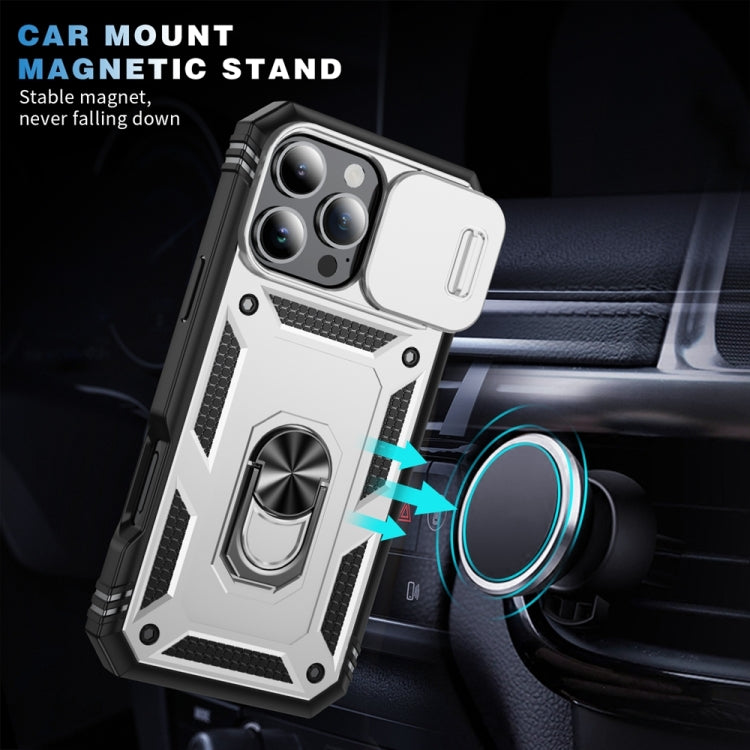 For iPhone 16 Pro Max Sliding Camshield TPU + PC Phone Case with Holder(White+Black) - iPhone 16 Pro Max Cases by PMC Jewellery | Online Shopping South Africa | PMC Jewellery | Buy Now Pay Later Mobicred