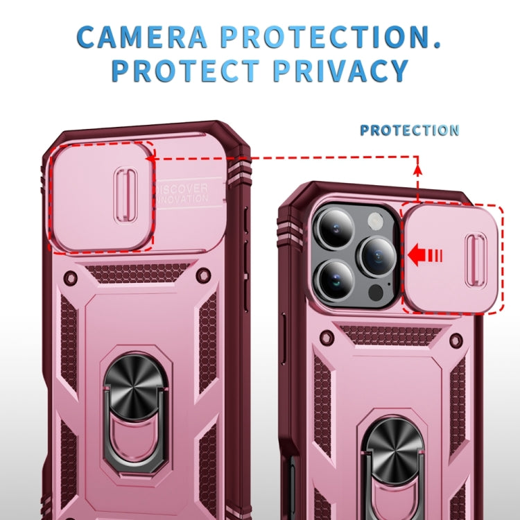 For iPhone 16 Pro Sliding Camshield TPU + PC Phone Case with Holder(Pink+Rose Red) - iPhone 16 Pro Cases by PMC Jewellery | Online Shopping South Africa | PMC Jewellery | Buy Now Pay Later Mobicred