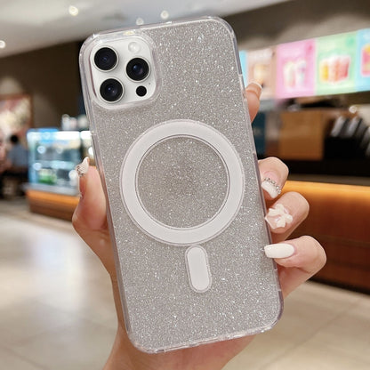 For iPhone 16 Pro Max Acrylic Transparent Glitter MagSafe Phone Case(Silver) - iPhone 16 Pro Max Cases by PMC Jewellery | Online Shopping South Africa | PMC Jewellery | Buy Now Pay Later Mobicred