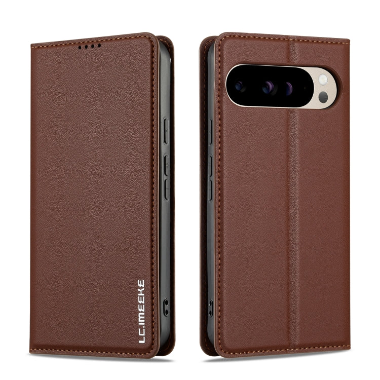 For Google Pixel 9 Pro / 9 LC.IMEEKE L1 Series Frosted Fine Texture PU Phone Case(Brown) - Google Cases by LC.IMEEKE | Online Shopping South Africa | PMC Jewellery | Buy Now Pay Later Mobicred