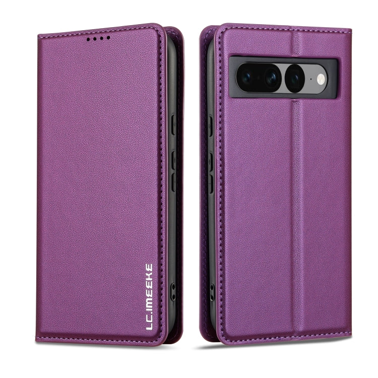 For Google Pixel 7 Pro 5G LC.IMEEKE L1 Series Frosted Fine Texture PU Phone Case(Purple) - Google Cases by LC.IMEEKE | Online Shopping South Africa | PMC Jewellery | Buy Now Pay Later Mobicred