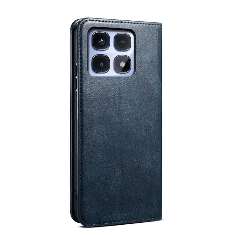 For Redmi K70 Ultra 5G Oil Wax Crazy Horse Texture Leather Phone Case(Blue) - Xiaomi Cases by PMC Jewellery | Online Shopping South Africa | PMC Jewellery | Buy Now Pay Later Mobicred