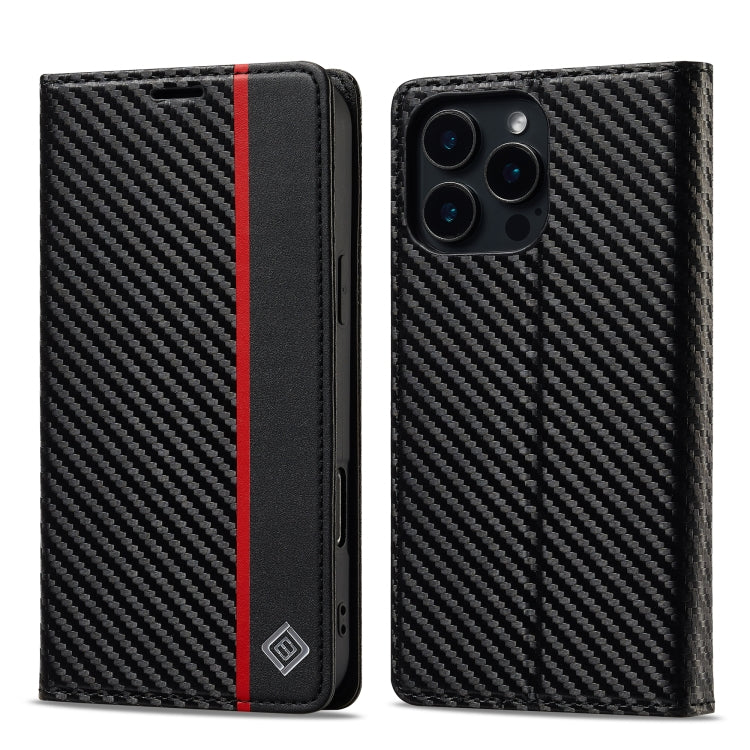 For iPhone 16 Pro Max LC.IMEEKE Carbon Fiber Leather Phone Case(Vertical Black) - iPhone 16 Pro Max Cases by LC.IMEEKE | Online Shopping South Africa | PMC Jewellery | Buy Now Pay Later Mobicred