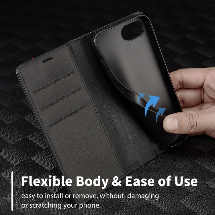 For iPhone 16e LC.IMEEKE Carbon Fiber Leather Phone Case(Vertical Black) - free shipping - PMc TechLife - Order now!