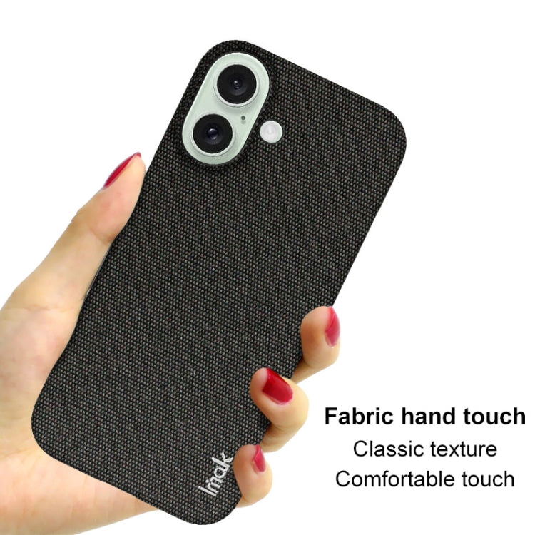 For iPhone 16 imak Ruiyi Series Cloth Texture PU + PC Phone Case(Black) - iPhone 16 Cases by imak | Online Shopping South Africa | PMC Jewellery | Buy Now Pay Later Mobicred