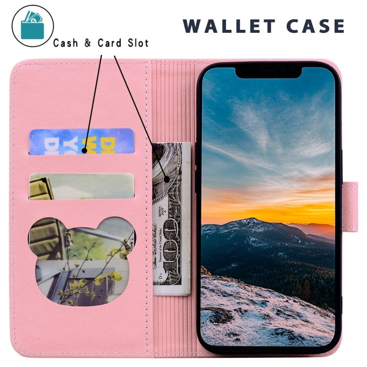 For iPhone 16e Cute Cat Embossed Leather Phone Case(Pink) - iPhone 16e Cases by PMC TechLife | Online Shopping South Africa | PMC TechLife | Buy Now Pay Later Mobicred