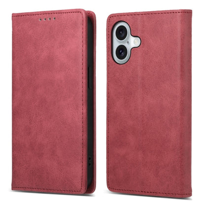 For iPhone 16 Business Solid Color Magnetic RFID Leather Phone Case(Red) - iPhone 16 Cases by PMC Jewellery | Online Shopping South Africa | PMC Jewellery | Buy Now Pay Later Mobicred