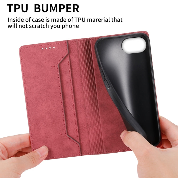 For iPhone 16e Business Solid Color Magnetic RFID Leather Phone Case(Red) - iPhone 16e Cases by PMC TechLife | Online Shopping South Africa | PMC TechLife | Buy Now Pay Later Mobicred