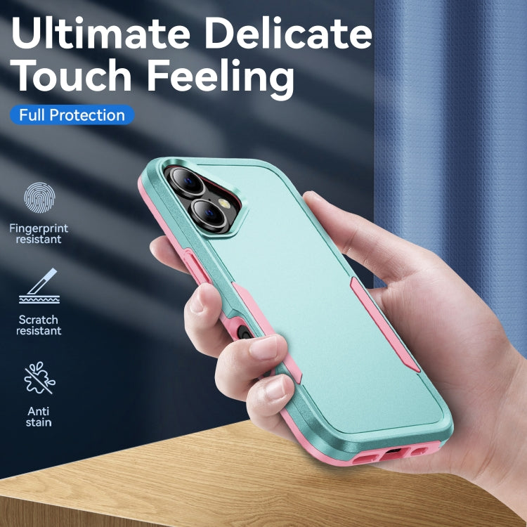 For iPhone 16 Plus Pioneer Armor Heavy Duty PC + TPU Phone Case(Green+Pink) - iPhone 16 Plus Cases by PMC Jewellery | Online Shopping South Africa | PMC Jewellery | Buy Now Pay Later Mobicred