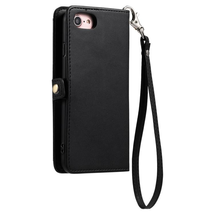 For iPhone 16e Wallet Multi-card Slot Leather Phone Case with Lanyard(Black) - free shipping - PMC TechLife - Order now!