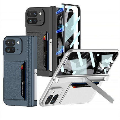 For Google Pixel 9 Pro Fold GKK Integrated Fold Hinge Card Slot Phone Case with Holder(Black) - Google Cases by GKK | Online Shopping South Africa | PMC Jewellery | Buy Now Pay Later Mobicred