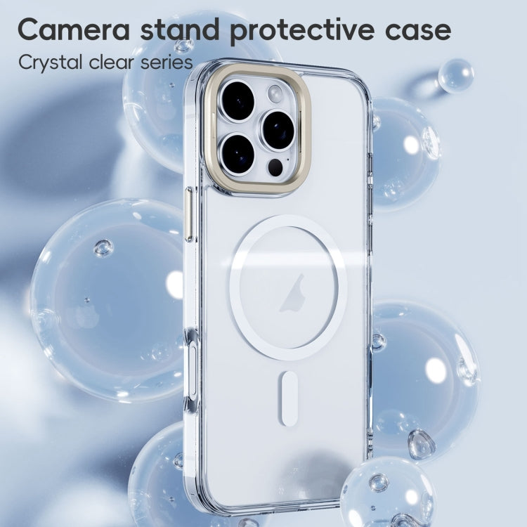 For iPhone 16 Plus Mirror Crystal Clear Lens Holder MagSafe Magnetic Phone Case(Transparent Black) - iPhone 16 Plus Cases by PMC Jewellery | Online Shopping South Africa | PMC Jewellery | Buy Now Pay Later Mobicred