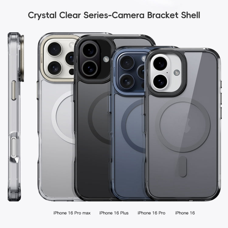 For iPhone 16 Plus Mirror Crystal Clear Lens Holder MagSafe Magnetic Phone Case(Transparent Grey) - iPhone 16 Plus Cases by PMC Jewellery | Online Shopping South Africa | PMC Jewellery | Buy Now Pay Later Mobicred