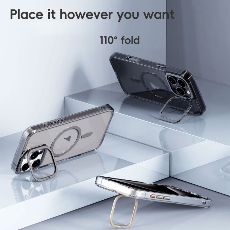 For iPhone 16 Plus Mirror Crystal Clear Lens Holder MagSafe Magnetic Phone Case(Transparent Black) - iPhone 16 Plus Cases by PMC Jewellery | Online Shopping South Africa | PMC Jewellery | Buy Now Pay Later Mobicred